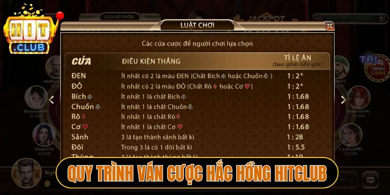 Quy trình ván cược Hắc hồng Hitclub